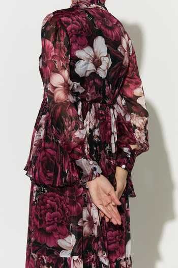 Koai_Pink Chiffon High Neck Floral Dress _Online_at_Aza_Fashions