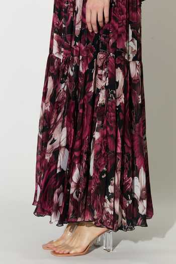 Buy_Koai_Pink Chiffon High Neck Floral Dress _Online_at_Aza_Fashions