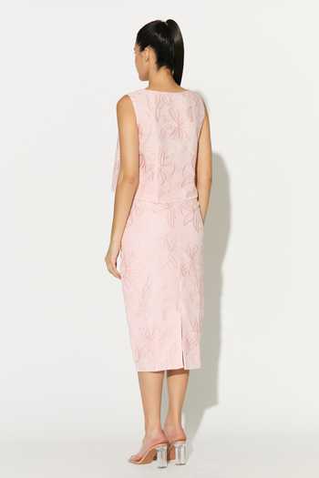 Shop_Koai_Pink Linen Round Neck Embroidered Floral Crop Top _Online_at_Aza_Fashions