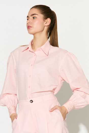 Koai Light Pink Embroidered Linen Shirt 