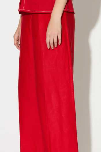 Shop_Koai_Red Linen Plain Pant _Online_at_Aza_Fashions