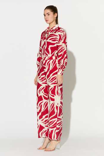 Koai_White Silk, Cotton, Muslin Collared, Button-down Neck Printed Shirt _Online_at_Aza_Fashions