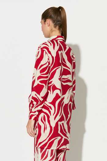 Shop_Koai_White Silk, Cotton, Muslin Collared, Button-down Neck Printed Shirt 
