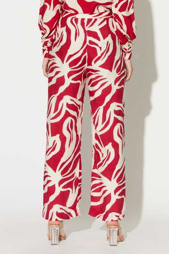 Koai_White Silk, Cotton, Muslin Abstract Print Pant _at_Aza_Fashions