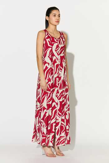 Buy_Koai_White Silk, Cotton, Muslin Scoop Neck Abstract Print Dress _Online_at_Aza_Fashions