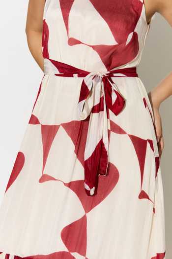 Shop_Koai_White Chiffon Scoop Neck Abstract Print Dress _Online_at_Aza_Fashions