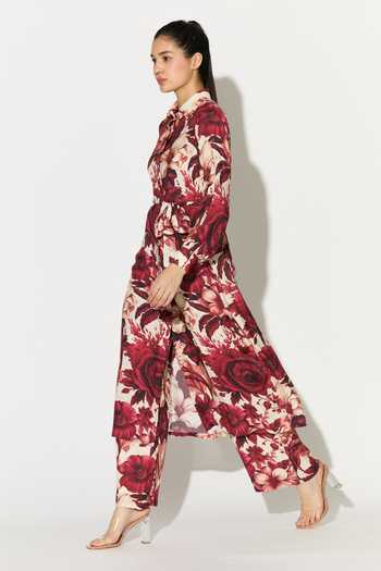 Buy_Koai_White Silk, Cotton, Muslin Floral Print Pant _Online_at_Aza_Fashions