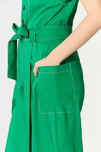 Shop_Koai_Green Poplin Cotton Jumpsuit _Online_at_Aza_Fashions