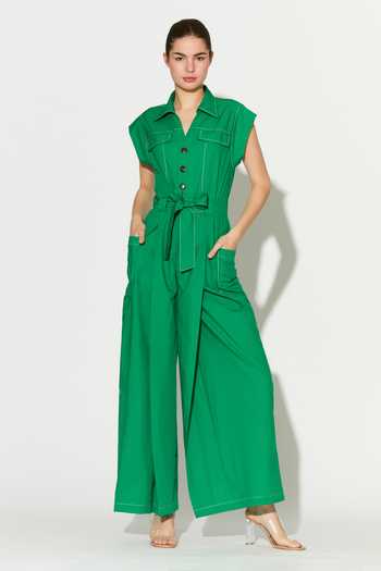 Buy_Koai_Green Poplin Cotton Jumpsuit 