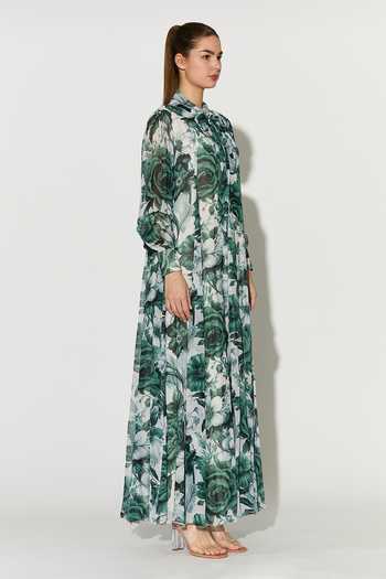 Buy_Koai_Green Georgette High Neck Floral Maxi Dress _Online_at_Aza_Fashions