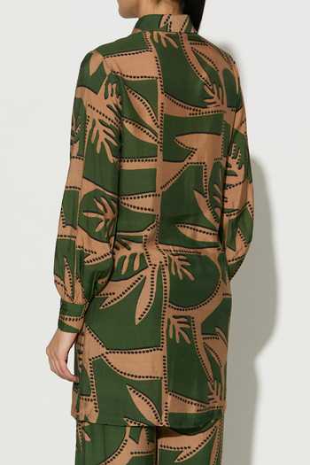 Buy_Koai_Green Silk, Cotton, Muslin Collared Abstract Print Shirt _Online_at_Aza_Fashions