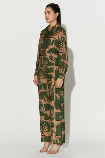 Buy Koai Green Silk, Cotton, Muslin Printed Block Pattern Pant Online at Aza Fashions Buy_Koai_Green Silk, Cotton, Muslin Printed Block Pattern Pant _Online_at_Aza_Fashions