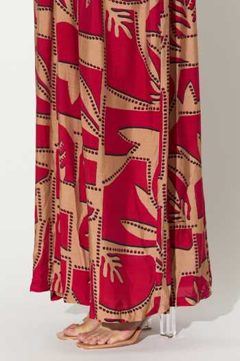 Shop_Koai_Gold Silk, Cotton, Muslin Collared Geometric Print Dress _Online_at_Aza_Fashions