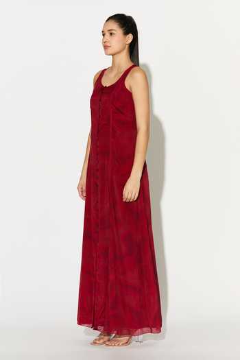 Buy_Koai_Pink Chiffon Scoop Neck Floral Maxi Dress _Online_at_Aza_Fashions
