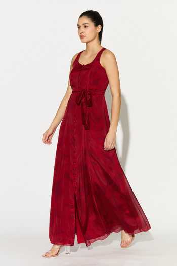 Shop_Koai_Pink Chiffon Scoop Neck Floral Maxi Dress _Online_at_Aza_Fashions