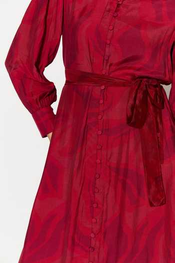 Koai_Pink Silk, Cotton, Muslin Collared Dress _at_Aza_Fashions