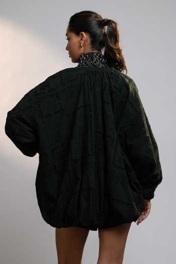 Style Junkiie After Dark Mirror Work Collared Shacket 