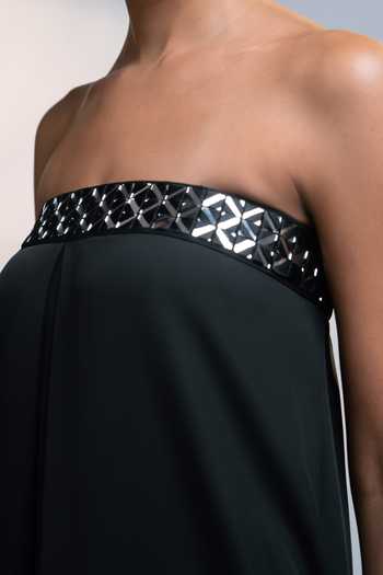 Style Junkiie_Black Georgette Bandeau Neck After Dark Strapless Mirror Maxi Dress _Online_at_Aza_Fashions