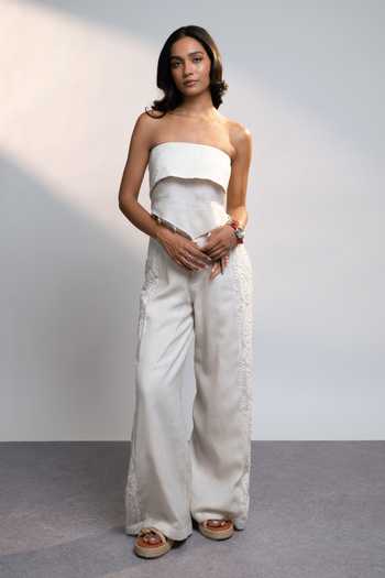 Shop_Style Junkiie_White Linen Summer Paisley Pant _Online_at_Aza_Fashions