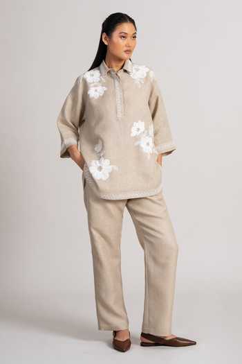 Namrata Joshipura Aura Side Slit Linen Kurta & Pant Set 