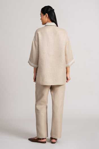 Namrata Joshipura Aura Side Slit Linen Kurta & Pant Set 