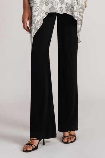 Namrata Joshipura_Ivory Satin Mandarin Collar Astra Handkerchief Print Cupro Kurta _Online_at_Aza_Fashions