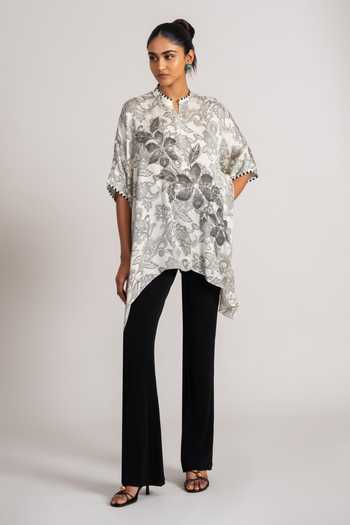 Namrata Joshipura Astra Handkerchief Print Cupro Satin Kurta 