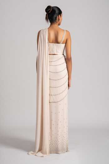 Namrata Joshipura Pearl Cascade Pre-Draped Saree Set 