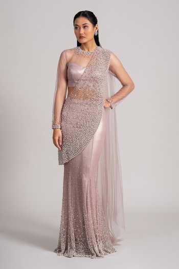 Namrata Joshipura Pre-Draped Shimmer Net Saree & Blouse Set 