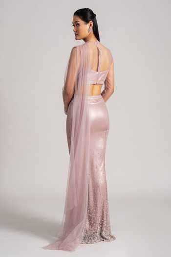 Namrata Joshipura Pre-Draped Shimmer Net Saree & Blouse Set 