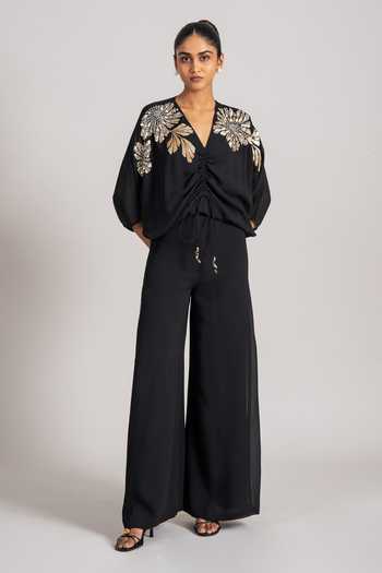 Buy_Namrata Joshipura_Black Cosmic Katnis Floral Pattern Jumpsuit _Online_at_Aza_Fashions