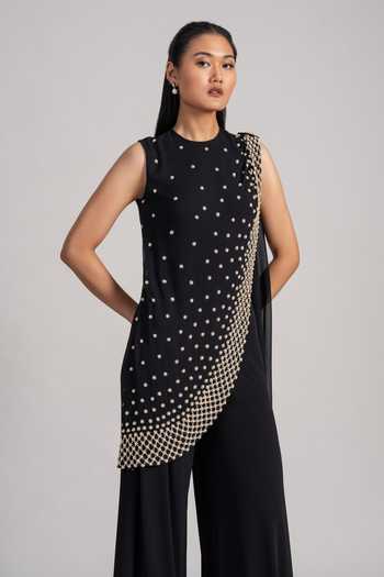 Shop_Namrata Joshipura_Black Pearl Embellished Jumpsuit _Online_at_Aza_Fashions