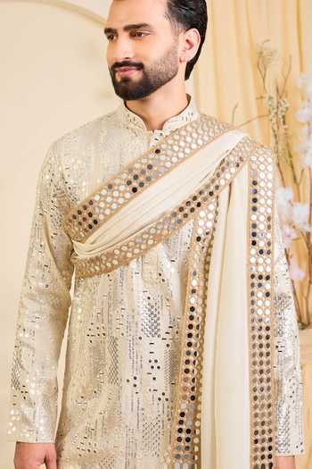Kasbah Gold Tissue Mirrorwork Kurta Online at Aza Fashions Kasbah_Gold Tissue Mirrorwork Kurta _Online_at_Aza_Fashions