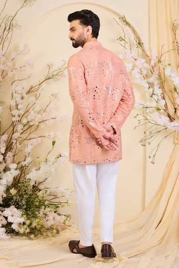 Kasbah Mirror Work Embroidered Silk Kurta  