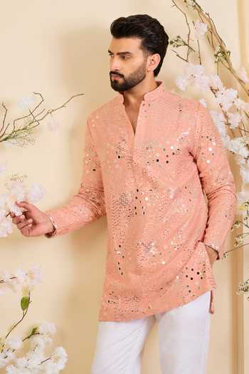 Kasbah Mirror Work Embroidered Silk Kurta  