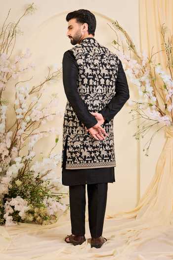 Kasbah Mughal Motif Embroidered Nehru Jacket 