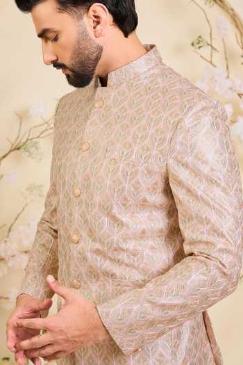 Kasbah_Multi Color Silk Embroidery, Zari Threadwork Bandhgala _Online_at_Aza_Fashions