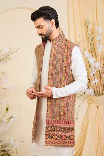 Kasbah Zari Embroidered Georgette Nehru Jacket 