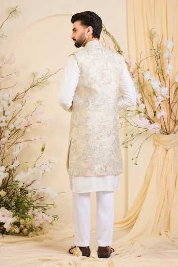 Kasbah Flora & Fauna Embroidered Nehru Jacket 