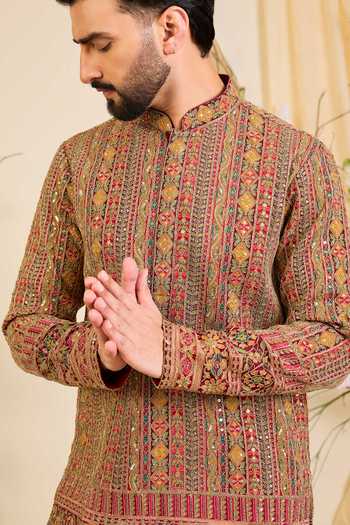 Buy_Kasbah_Multi Color Georgette Zari Embroidered Short Kurta _Online_at_Aza_Fashions