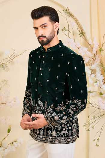 Kasbah Hand Embroidered Velvet Bandhgala 