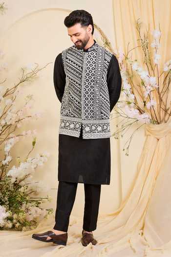 Kasbah Georgette Embroidered Nehru Jacket 
