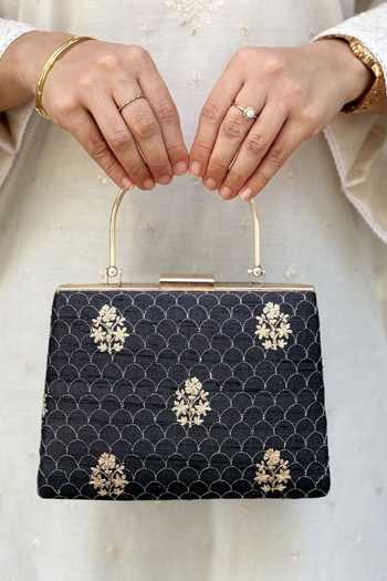 Shop_Amyra_Black Karim Embroidered Clutch_Online_at_Aza_Fashions