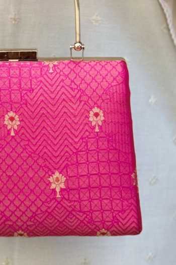 Amyra_Pink Zahri Trapezium Clutch Bag_Online_at_Aza_Fashions