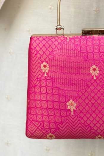 Buy_Amyra_Pink Zahri Trapezium Clutch Bag_Online_at_Aza_Fashions