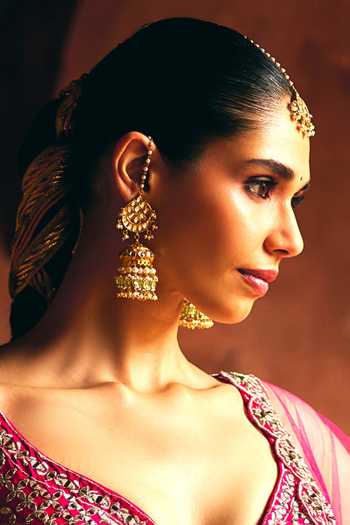 MAISARA JEWELRY_Mint Beaded Tassel Drop Jhumkas _Online_at_Aza_Fashions