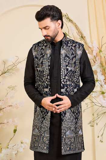Kasbah Embroidered Longline Nehru Jacket 