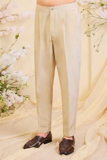 Buy_Kasbah_Gold Tissue Straight Fit Pant _Online_at_Aza_Fashions