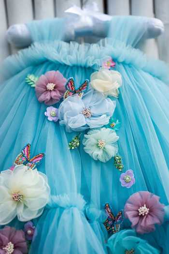 arani label_Blue Net Birthday Cake Dress _at_Aza_Fashions