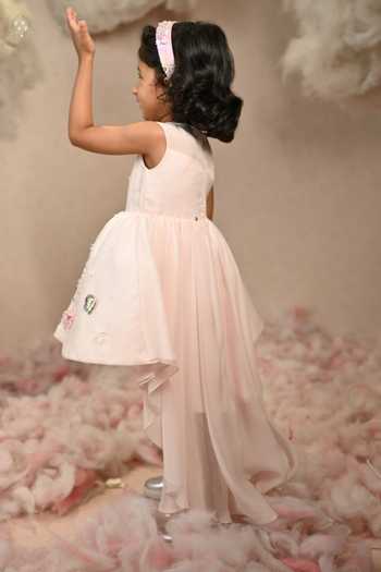 arani label_Pink Organza, Viscose Love Story Embroidered Dress _Online_at_Aza_Fashions